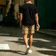 thumbnail image 6 of hotojiny Summer Golf Sets for Men Stylish Button Collared Plaid Shirt with Shorts Set Breathable Short Sleeve 2 Piece Outfits(Black,3X-Large), 6 of 7