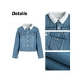 thumbnail image 3 of Gvmfive Women Button Down Fleece Lined Denim Jacket Coat with Pockets, 3 of 4
