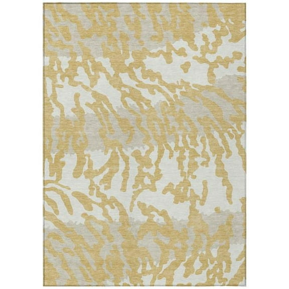 HomeRoots 591277 9 x 12 ft. Gold, Gray & Ivory Animal Print Washable Indoor & Outdoor Rectangle Area Rug