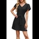 thumbnail image 3 of Vestido Camisero Informal de Verano para Mujer, con Botones y Cuello en V, Mangas Abullonadas Negro L, 3 of 9