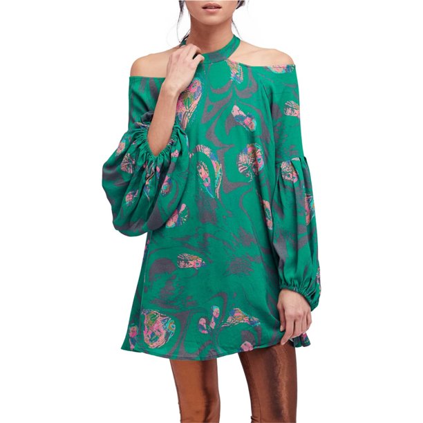 Free People Womens Drift Away Boho Tunic Blouse, kellygreen, XS