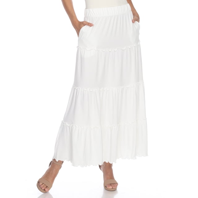 White Mark Jupe Maxi à Volants Taille Haute pour Femme