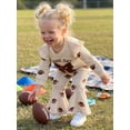 thumbnail image 5 of Loicainy Baby Toddler Girl Football Outfits 6 12 18 24 Months 2T 3T 4T Long Sleeve Bow Soccer Embroidery Sweatshirt Pants Set Clothes, 5 of 9