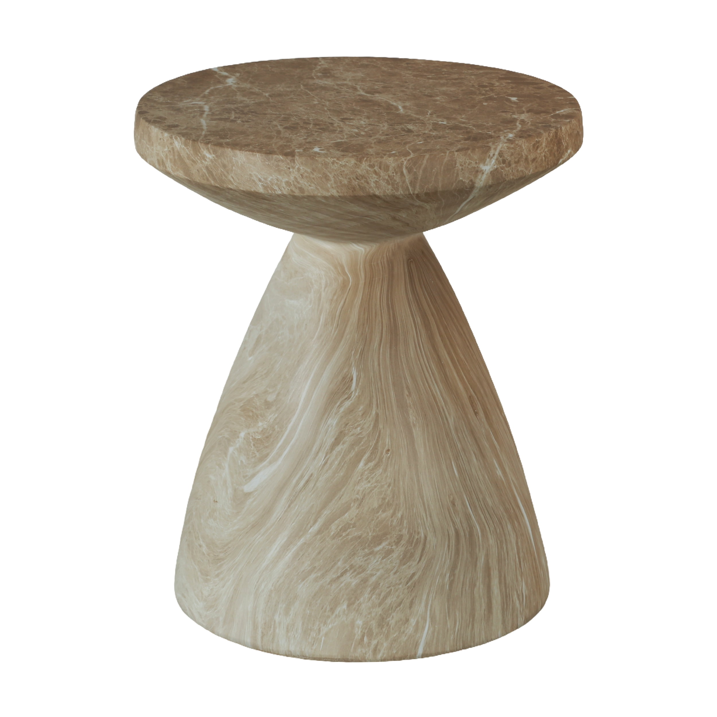 Cement Side Table, Faux Terrazzo Modern Round Accent End Table for Patio Garden Outdoor Home Decor, Marble