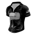 thumbnail image 4 of Men's T Shirts Graphic Tees Summer Short Sleeve Shirt Male Summer Lapel Zipper Independence Day Shirt For Men Flag Print Retro Short Sleeve Top, 4 of 4