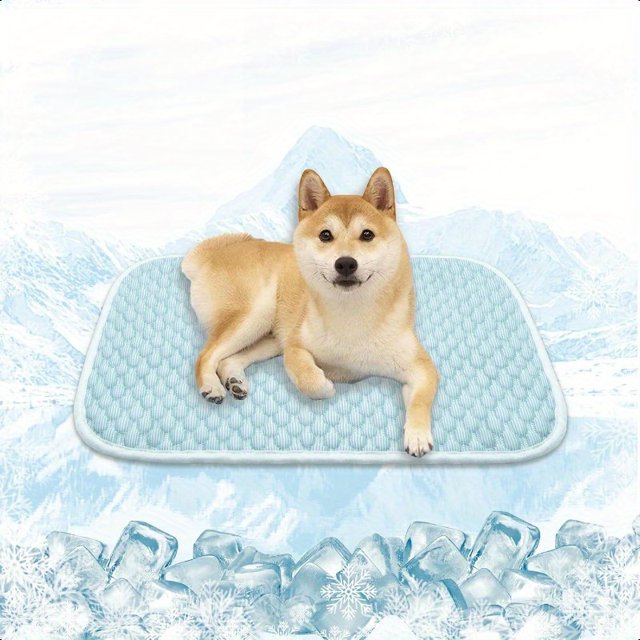 QUTETN Pet Cooling and Sleeping Pad Breathable Bubble Surface EZ Clean. Keep Cooling for Pets and Adults in Summer. BlueWhite 28" x 22"