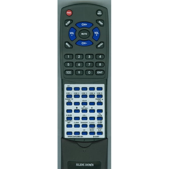 Replacement Remote for Sharp RRMCGA029SJSA, XLMP60, XL-MP60