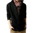 thumbnail image 2 of Awdenio Men's Casual Solid Color Single Breasted Long Sleeved Cardigan Jacket Sweater, 2 of 4