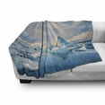 thumbnail image 3 of Iceland Soft Flannel Fleece Throw Blanket, Icebergs Floating on Jokulsarlon Glacier Lagoon at Sunrise, Cozy Plush for Indoor and Outdoor Use, 50" x 70", Sea Blue Tan, by Ambesonne, 3 of 6