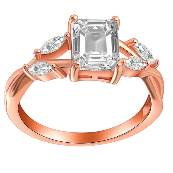 Brendi Engagement Ring Rose Gold Sterling Emerald Marquise Womens Ginger Lyne Collection