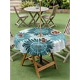 thumbnail image 3 of Outdoor Tablecloth with Umbrella Hole & Zipper, Teal Spring Floral Round Tablecloth 60 Inch, Farmhouse Botanical Summer Sunflower Patio Table Cover Waterproof Table Cloth for Picnic/Party, 3 of 7