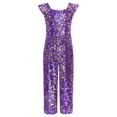 thumbnail image 3 of inlzdz Kids Girls Evening Club Dance Romper Shiny One Piece Jumpsuit Wedding Birthday Party Dress Violet Gold 6, 3 of 6