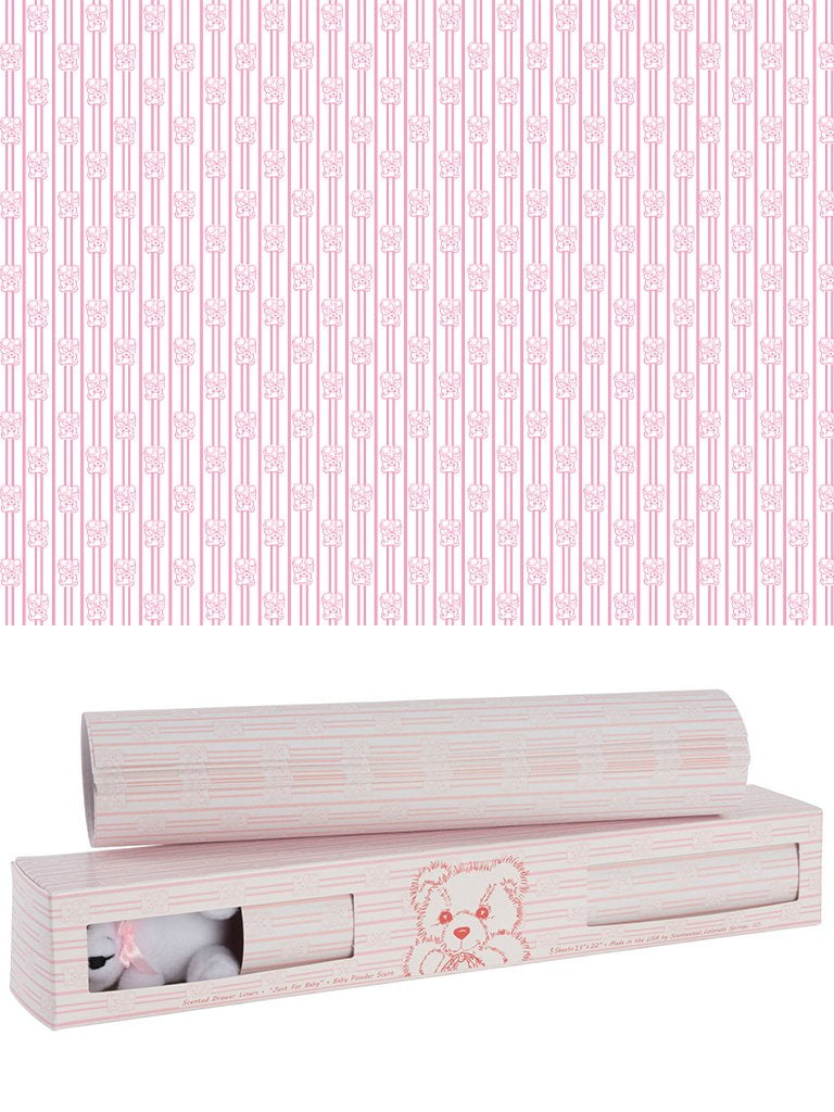 Scentennials Baby Pink With Teddy Bear 8 Sheets Scented Fragrant Shelf Drawer Liners 13 X 22 Great For Nursery Dresser
