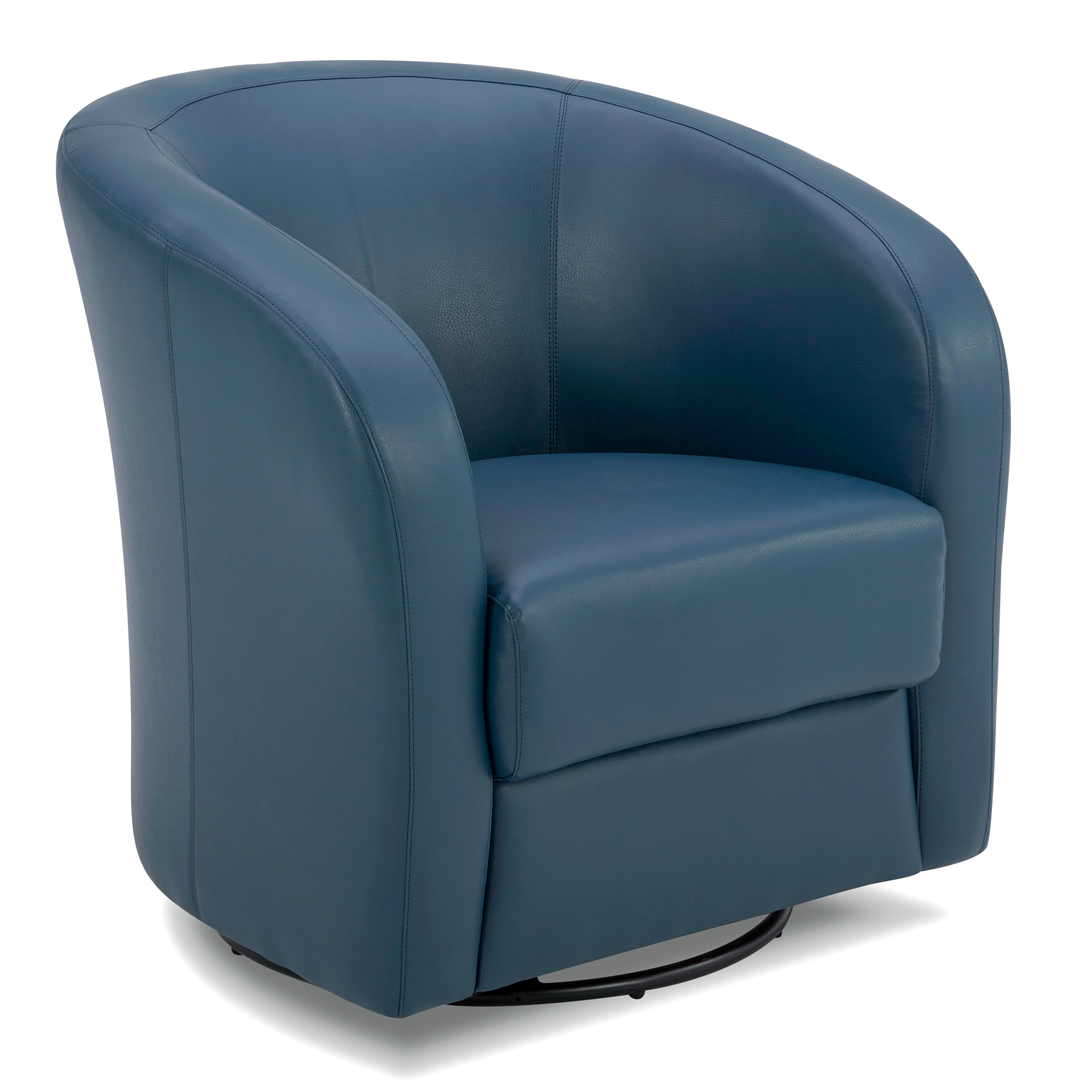 CHITA Faux Leather Accent Chair, Swivel Club Chair, Dark Blue