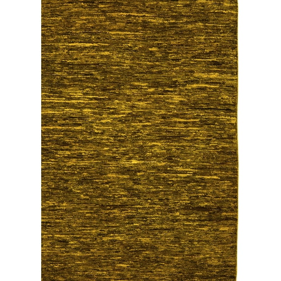 Ahgly Company Machine Washable Indoor Rectangle Abstract Yellow Modern Area Rugs, 7' x 10'