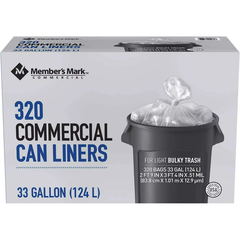 Member S Mark 33 Gallon Commercial Trash Bags (16 rolls of 20 ct., total  320 ct.) 