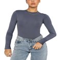 thumbnail image 1 of Justaucorps à Col pour Femmes Manches Longues Basique Ajusté Skinny Justaucorps, 1 of 3
