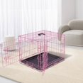 thumbnail image 3 of Cages pour Chiens Chenil pour Chien avec Double Porte pour Chiens Cage pour Animal en Fil Métallique Pliable et Rabattable avec Poignée de Transport pour Intérieur Rose, 3 of 4