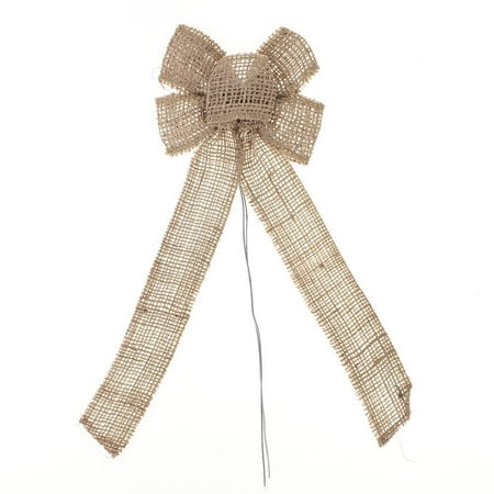 - Natural Burlap Bow with Wire, Natural, 10-Inch
