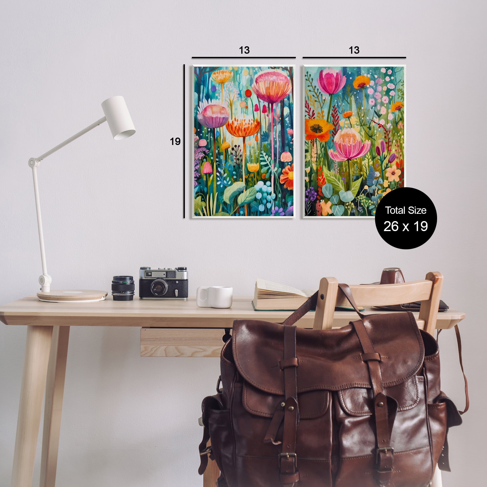 Stupell Industries Whimsical Gardens Landscape Botanical & Floral Painting Unframed Art Print Wall Art, 13 x 19, Set of 2