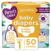 Parent's Choice Dry and Gentle Overnight Soft Wetness Indicator Diapers - Size 1, 50 Count
