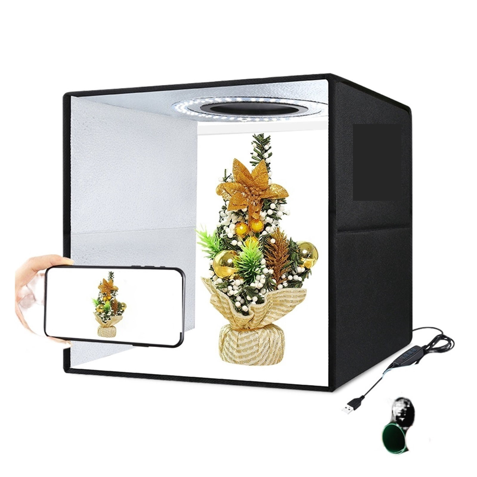 Photo Studio Ring LED 30cm Light Box Shooting Tent Desktop Box Kit With 6 Colors Backgrounds Photography LightBox Kits ,Professional Equipment