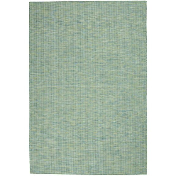 Nourison Positano Indoor/Outdoor Modern Solid Blue/Green 5' x 7' Area Rug, (5' x 7')
