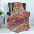 thumbnail image 4 of Colorful Soft Flannel Fleece Throw Blanket, Motif with Vibrant Geometric Elements and Strange Abstract Ornaments Art, Cozy Plush for Indoor and Outdoor Use, 70" x 90", Multicolor, by Ambesonne, 4 of 5