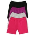 thumbnail image 2 of ToBeInStyle Girls' 4 Pack Solid Color Soft Cotton Blend Stretchy Shorts - Vibrant - 4T, 2 of 2