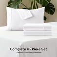 thumbnail image 3 of EMONIA Queen Bed Sheet Set 4-Piece with 14" Deep Pocket, Hotel Luxury Super Soft & Breathable Polyester Washed Cotton Fabric (White), 3 of 12