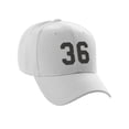 thumbnail image 3 of Daxton Structured Baseball Hat Cap Curved Visor Custom Team Number - White Hat, Black 36, 3 of 4