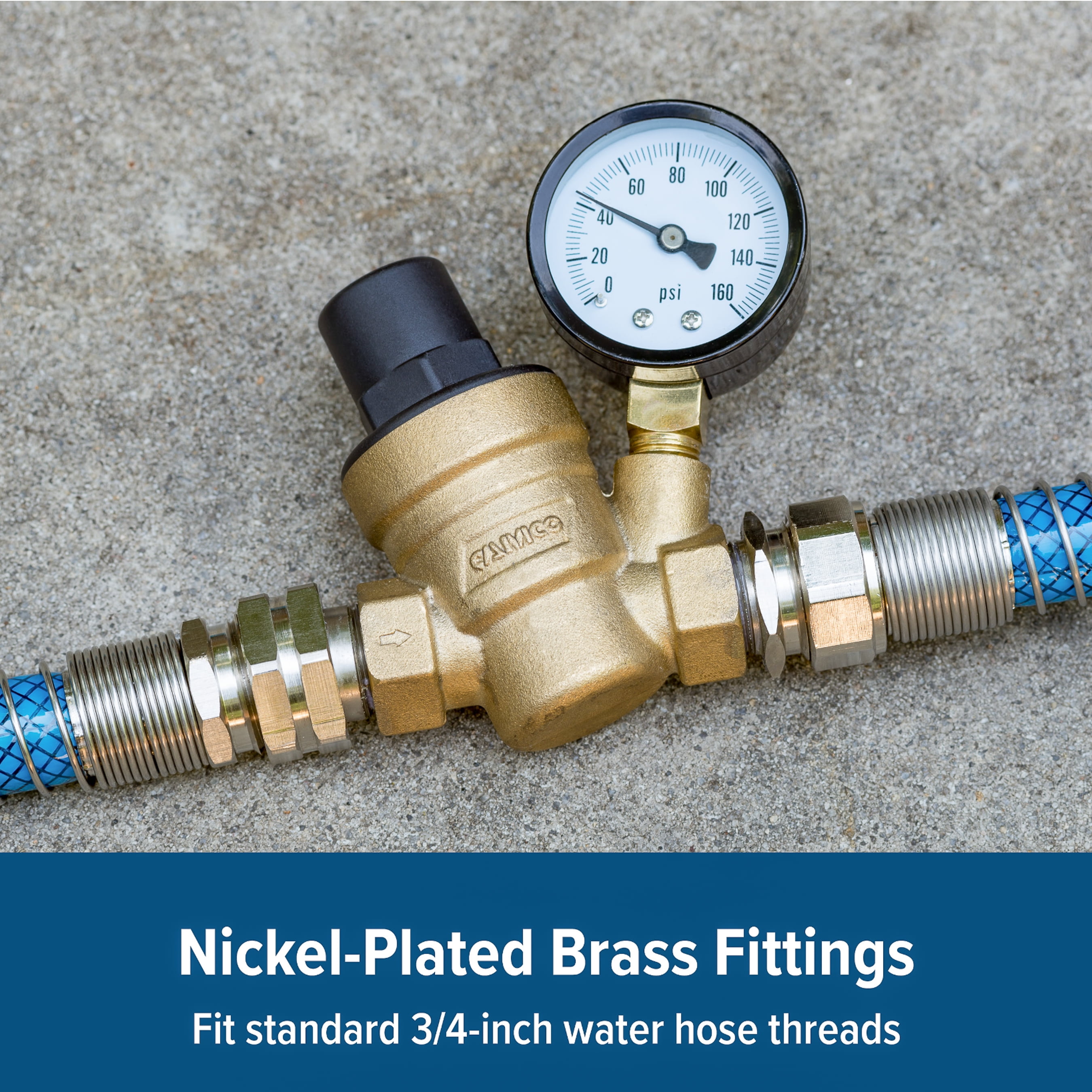 Camco RV Adjustable Brass Water Pressure Regulator (40058)