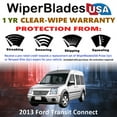 thumbnail image 2 of 2013 Ford Transit Connect Beam Wiper Blades Wipers w/1yr Warranty (Set of 3) w/Rear Wiper (WiperBladesUSA), 2 of 5