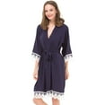 thumbnail image 1 of MR & Mrs Right Kimono Robes for Woman Cotton Bride and Bridesmaid Robes,Wedding Party -Navy Blue Color, 1 of 3