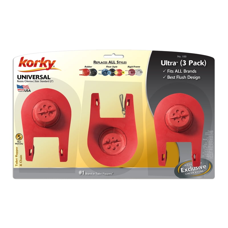 Korky  Flapper and Chain  Red  Rubber  For Universal