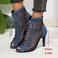 thumbnail image 3 of Modisza Women's Mesh Heels Sandals Open Toe High Heeled Pumps Trendy Lace Up Summer Boots Buckles Strap Party Stiletto Shoes Blue size 6.5, 3 of 5