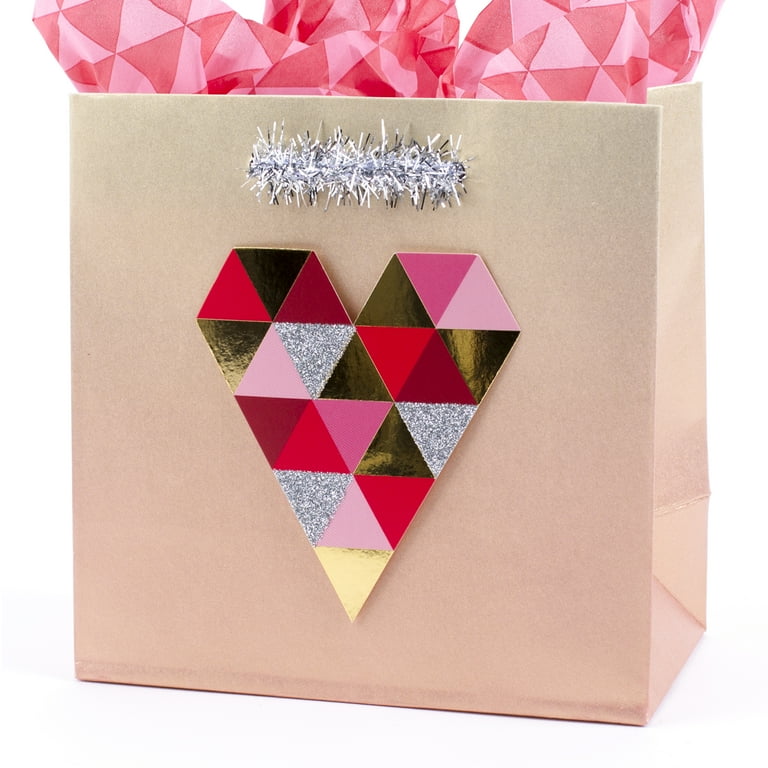 Hallmark 13 Large Valentine's Day Gift Bag with Tissue Paper (Geometric  Heart) 