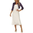 thumbnail image 2 of INSPIRE CHIC Boléro de Soirée Élégant pour Femme à devant Ouvert, Manches 3/4, Cardigan en Satin, Violet Foncé, TP, 2 of 5