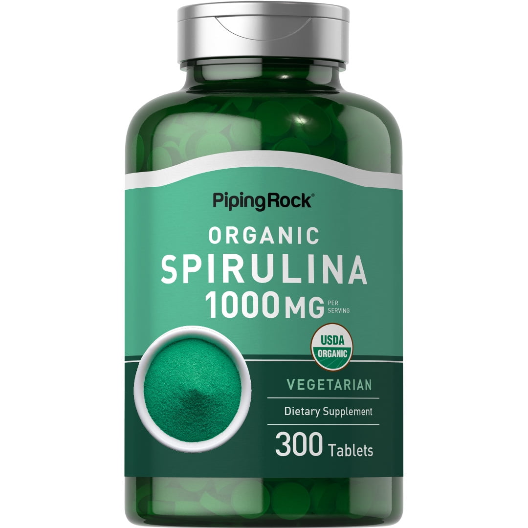 Organic Spirulina Tablets | 1000mg | 300 Count | Supplement for Men and Women | by Piping Rock