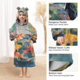 thumbnail image 3 of FORMRS Wearable Blanket Hoodie with Sleeves for Kids Cozy Flannel Sweatshirt, Green Goldfish, 3 of 7