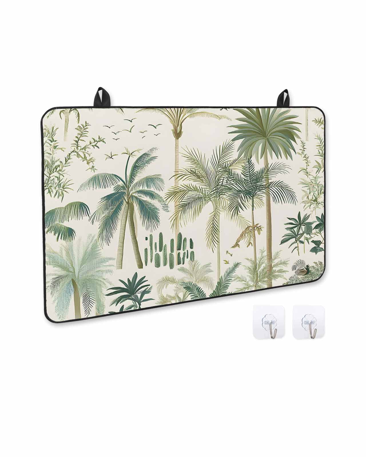 nqOlkjepod Large Induction Cooktop Protector Mat 36"x21", Green Palm Trees Stove Top Covers for Electric Stove, Tropical Summer Botanical Decorative Stove Burner Cover Mats, Glass Top Stove Cover