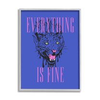 Stupell Industries Everything is Fine Leopard Animals & Insects Painting Gray Framed Art Print Wall Art, 24 x 30