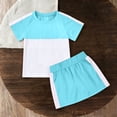 thumbnail image 4 of LJEFF Girls Color Block T-Shirt & Skort Set, Elastic Waist Short Sleeve Soft Comfortable Casual 2PC Outfit Sky Blue Size 5 T, 4 of 9