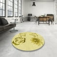 thumbnail image 4 of Ahgly Company Machine Washable Indoor Square Transitional Sun Yellow Area Rugs, 5' Square, 4 of 7