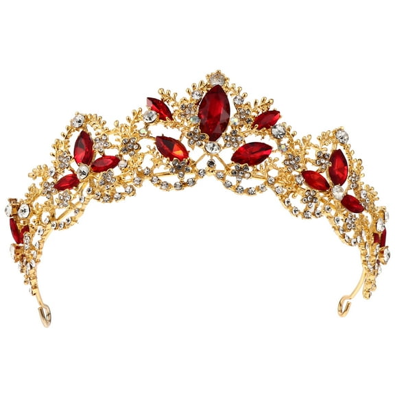 MLINS  Bridesmaid Crown Princess Tiara Rhinestones Headband Embellished Red