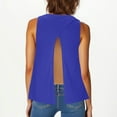 thumbnail image 7 of Wyobmus Womens Cross Backless Tank Tops Casual Sleeveless Open Back Tops Solid Color Cute Round Neck Flowy Shirts Blue, 7 of 7