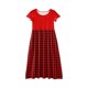 thumbnail image 5 of Girls Summer Sundress Plaid Maxi Dress Short Sleeve Casual Summer Dresses with Pockets Perfect for Parties & Daily Wear ,Sie:150, 5 of 6
