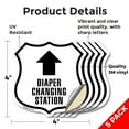thumbnail image 2 of Diaper Changing Station Up (5 Pack) 4 inch X 4 inch Shield Shaped Heavy Duty 3.2 mil Vinyl Decals Weather Resistant Made in the USA, 2 of 5