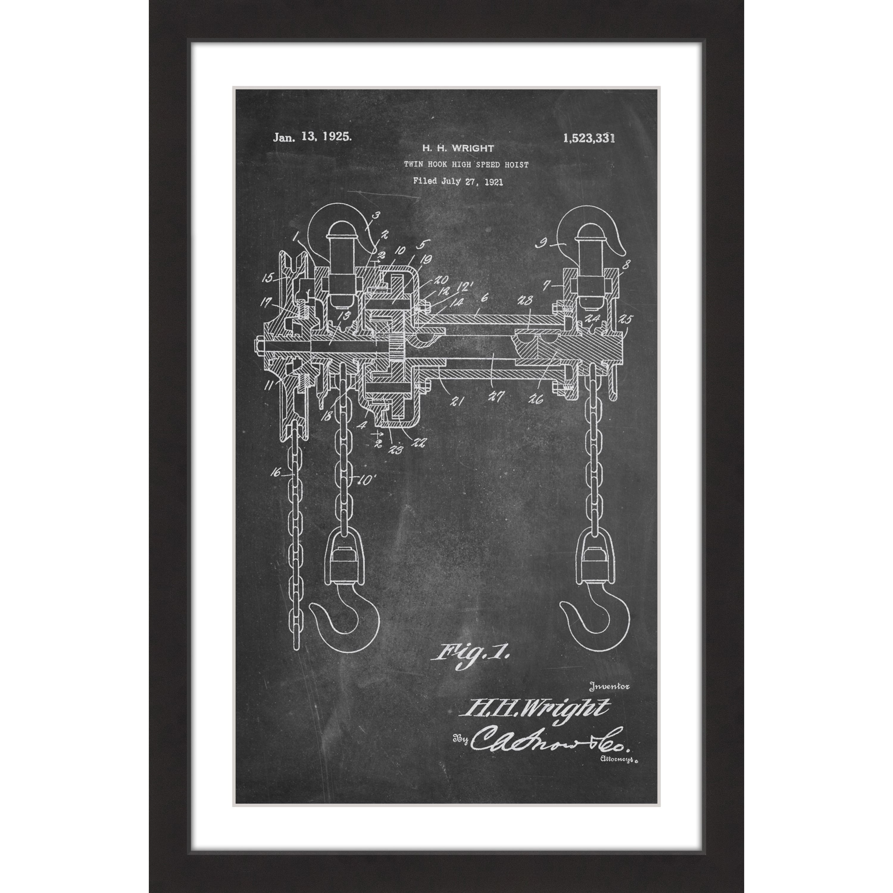 "Hoist 1921 Chalk" Framed Painting Print