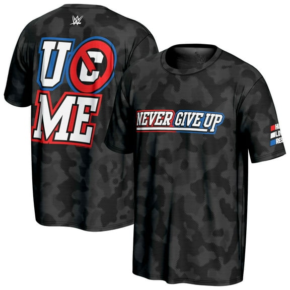 Men's ProSphere Black John Cena Never Give Up T-Shirt
